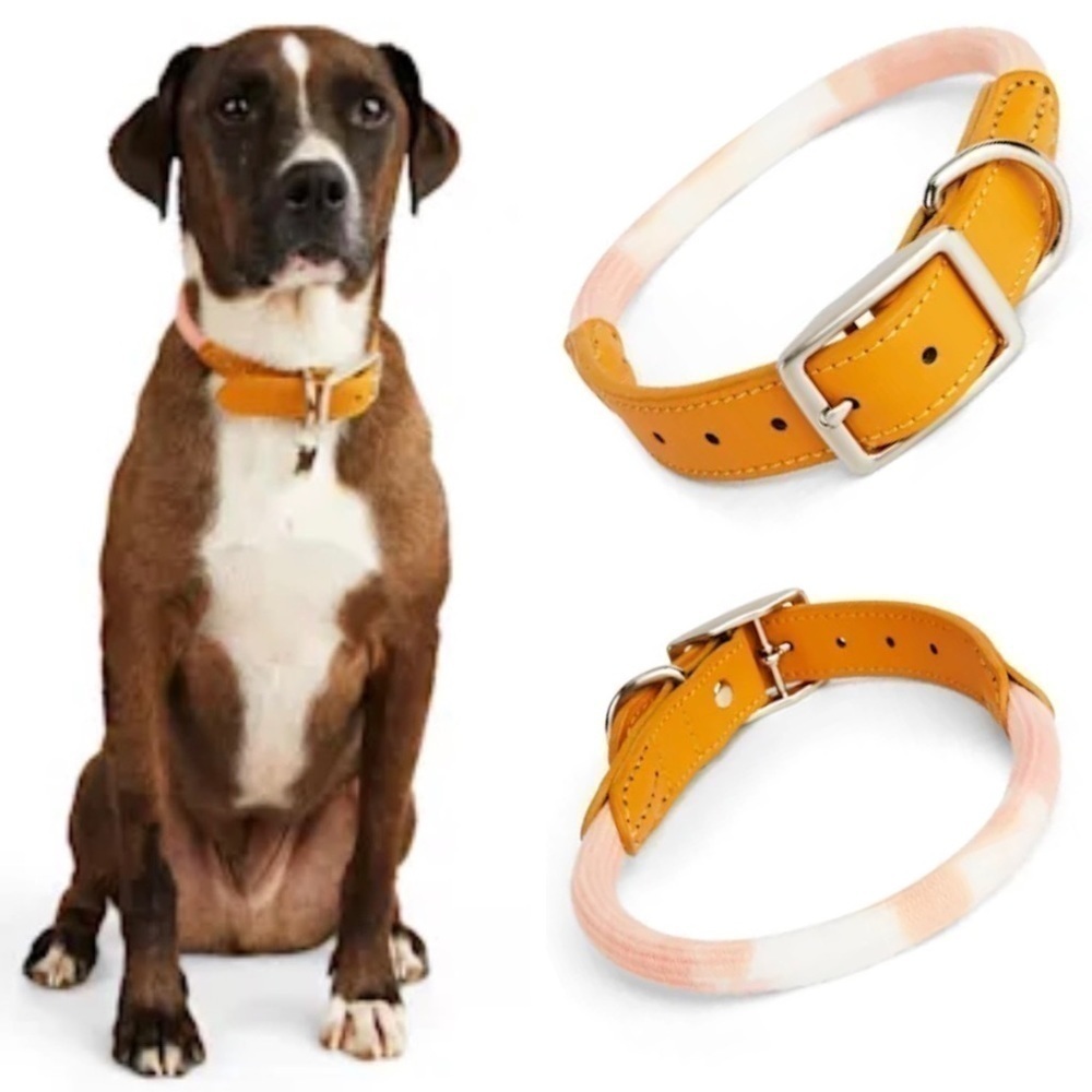 NWT Youly Faux Leather & Rope Tie Dye Dog Collar Size XL/XXL 22”-27”